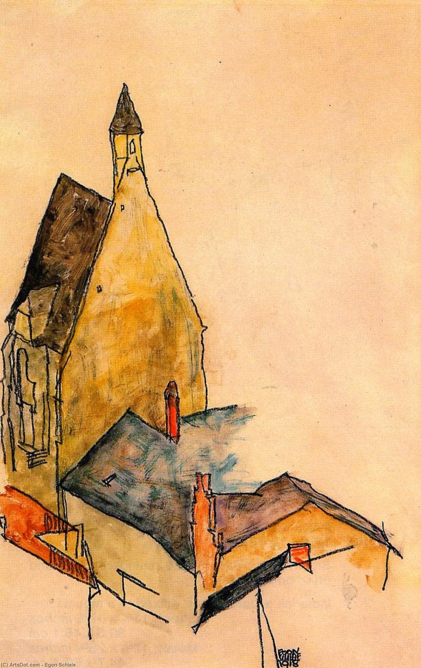 WikiOO.org - Encyclopedia of Fine Arts - Maleri, Artwork Egon Schiele - Spitalskirche, Molding
