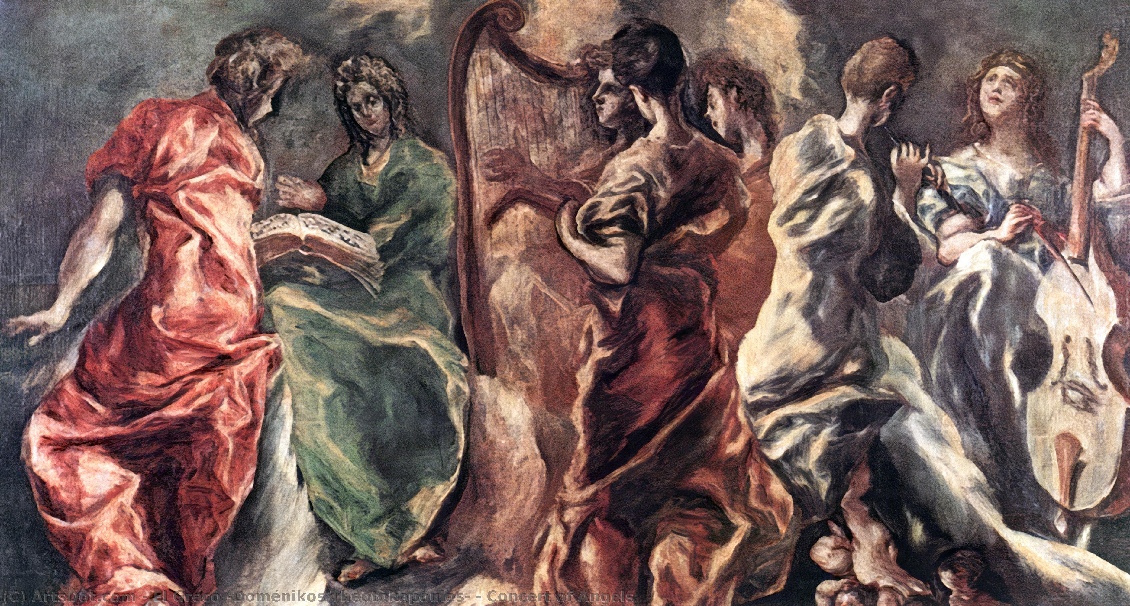 Wikioo.org – La Enciclopedia de las Bellas Artes - Pintura, Obras de arte de El Greco (Doménikos Theotokopoulos) - concierto de ángeles
