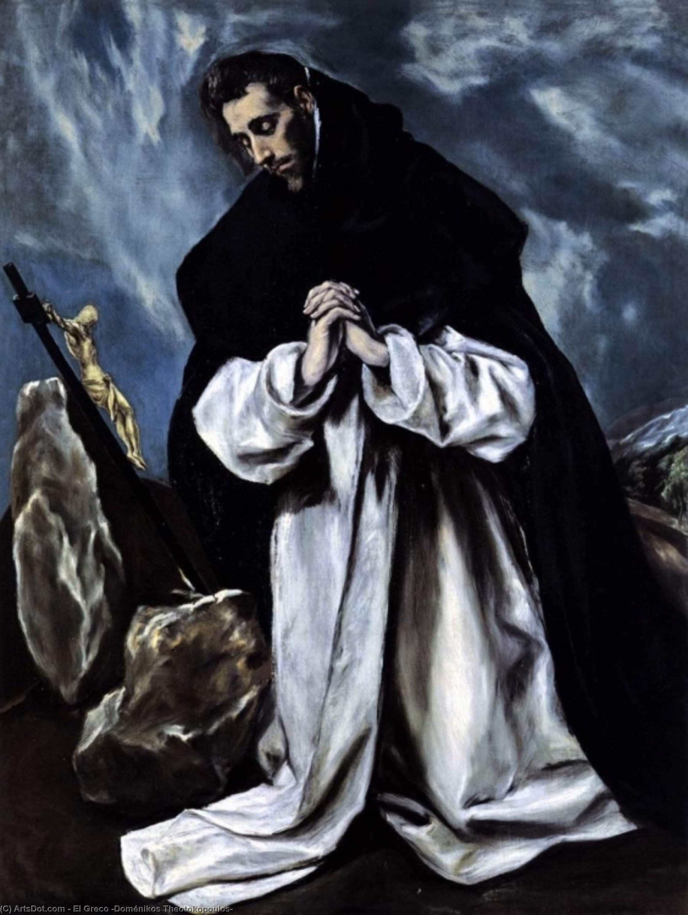 WikiOO.org - Encyclopedia of Fine Arts - Maľba, Artwork El Greco (Doménikos Theotokopoulos) - St. Dominic praying