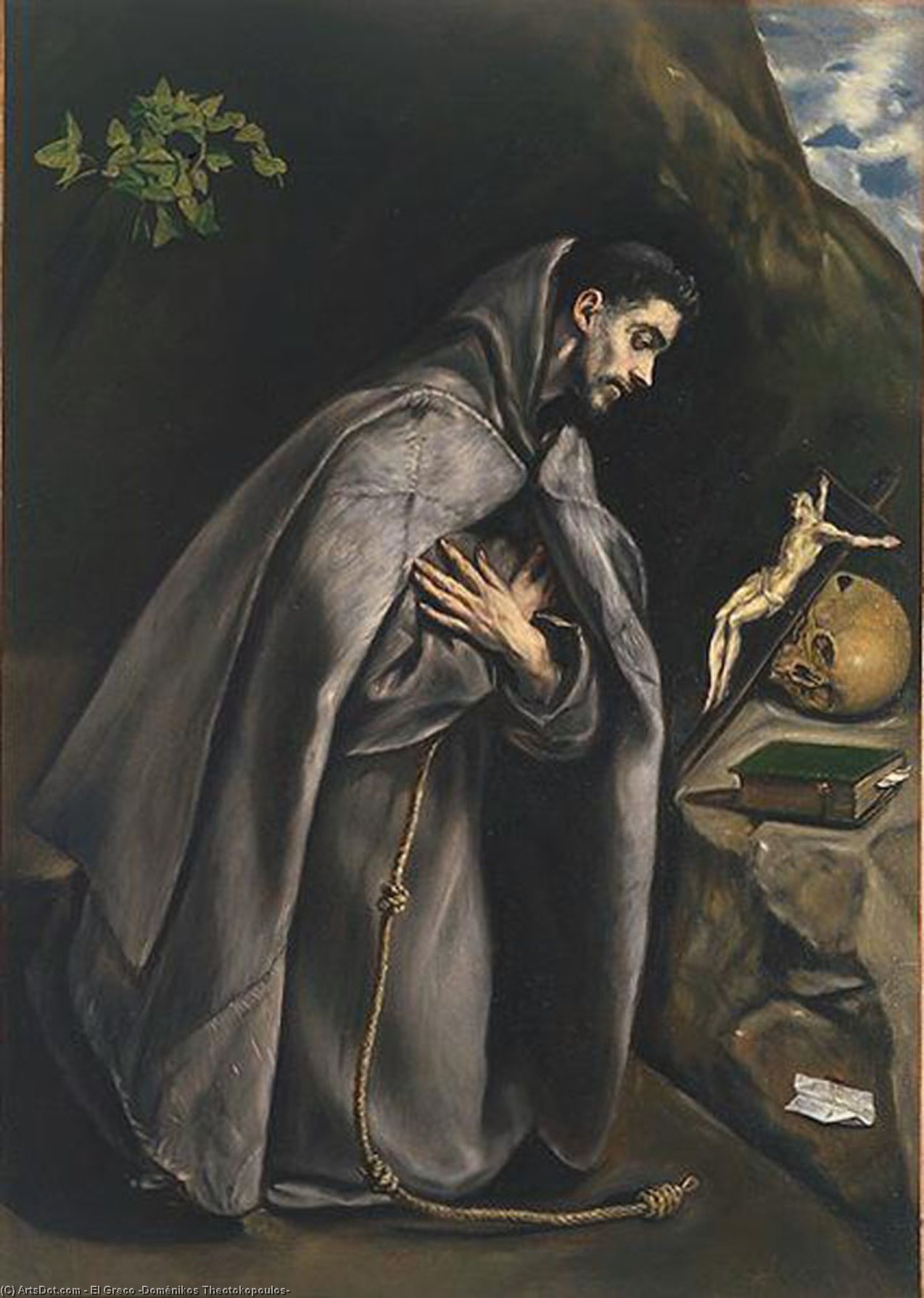 Wikioo.org - The Encyclopedia of Fine Arts - Painting, Artwork by El Greco (Doménikos Theotokopoulos) - St. Francis praying