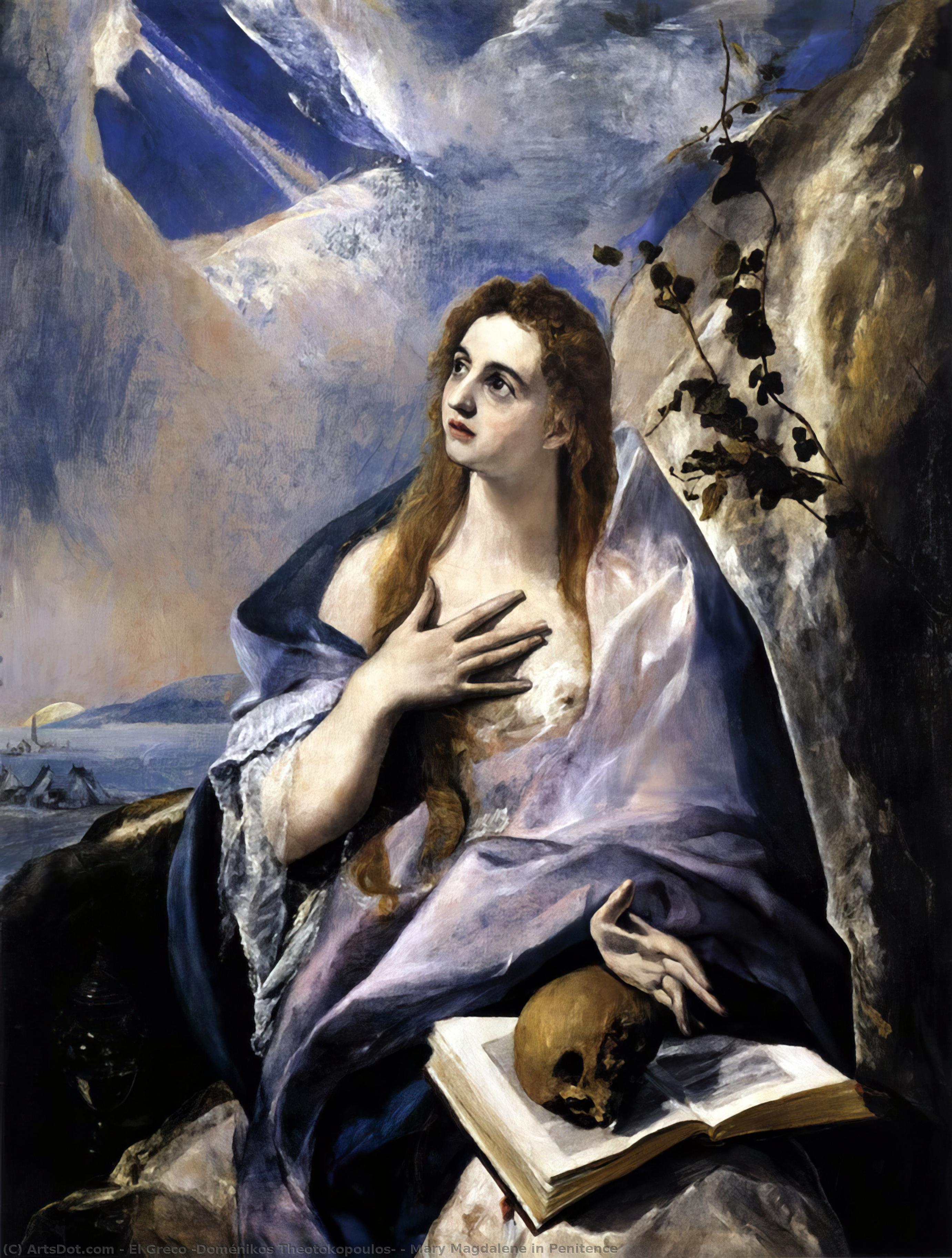 Wikioo.org - The Encyclopedia of Fine Arts - Painting, Artwork by El Greco (Doménikos Theotokopoulos) - Mary Magdalene in Penitence