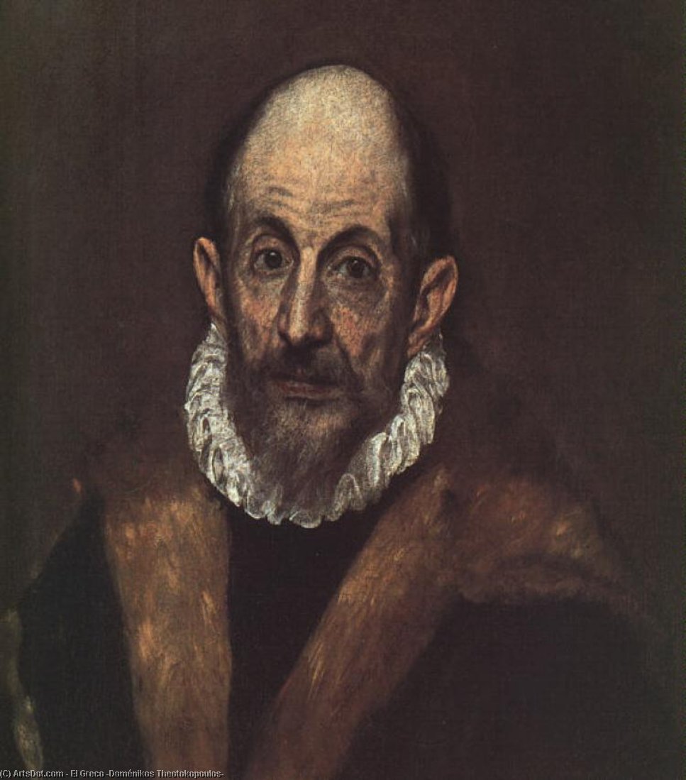 Wikioo.org - สารานุกรมวิจิตรศิลป์ - จิตรกรรม El Greco (Doménikos Theotokopoulos) - Portrait of an old man (presumed self-portrait of El Greco)