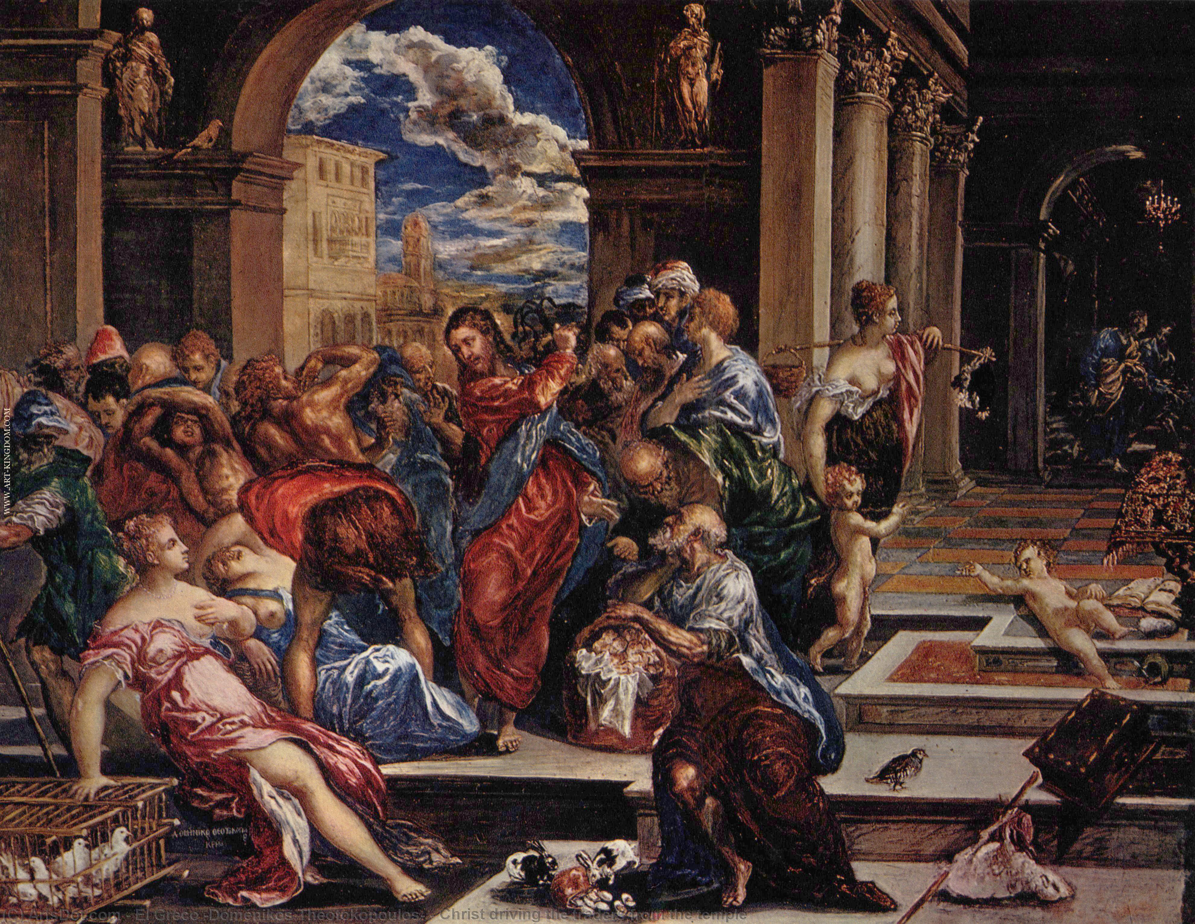 Wikioo.org - Bách khoa toàn thư về mỹ thuật - Vẽ tranh, Tác phẩm nghệ thuật El Greco (Doménikos Theotokopoulos) - Christ driving the traders from the temple