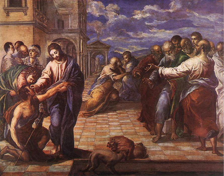 WikiOO.org - دایره المعارف هنرهای زیبا - نقاشی، آثار هنری El Greco (Doménikos Theotokopoulos) - Christ healing the blind man