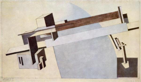 WikiOO.org - Encyclopedia of Fine Arts - Festés, Grafika El Lissitzky - Proun 1 A, Bridge I
