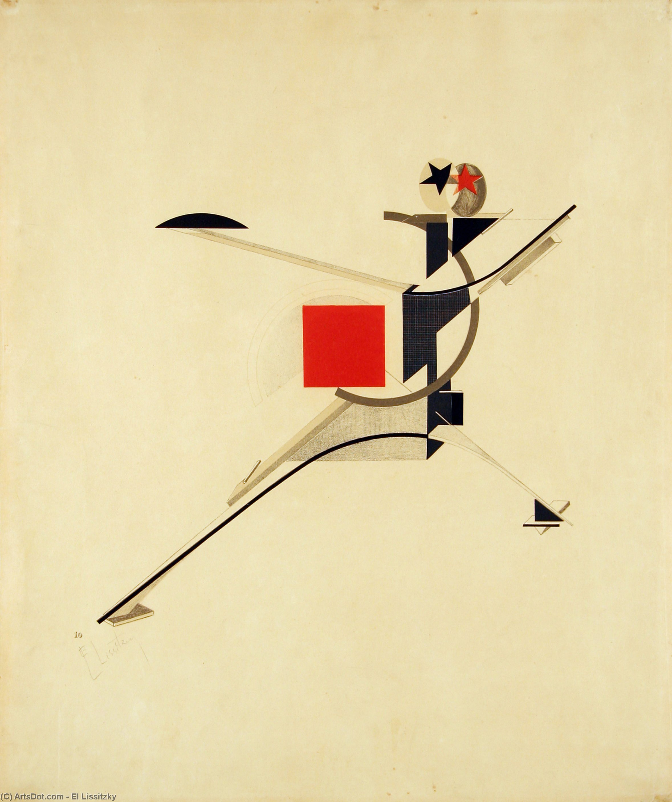 WikiOO.org - Encyclopedia of Fine Arts - Maleri, Artwork El Lissitzky - New Man