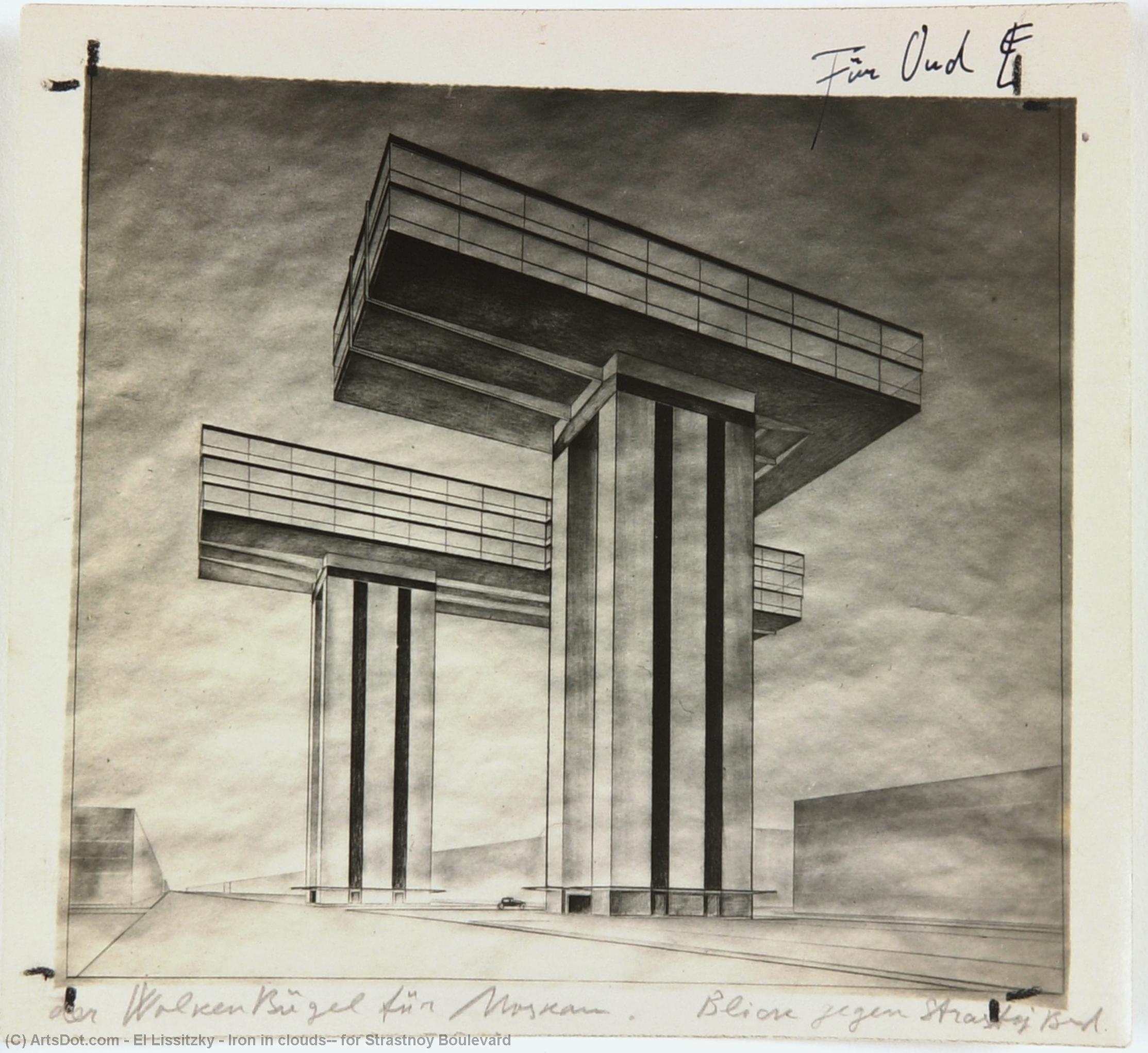 Wikioo.org - สารานุกรมวิจิตรศิลป์ - จิตรกรรม El Lissitzky - Iron in clouds', for Strastnoy Boulevard