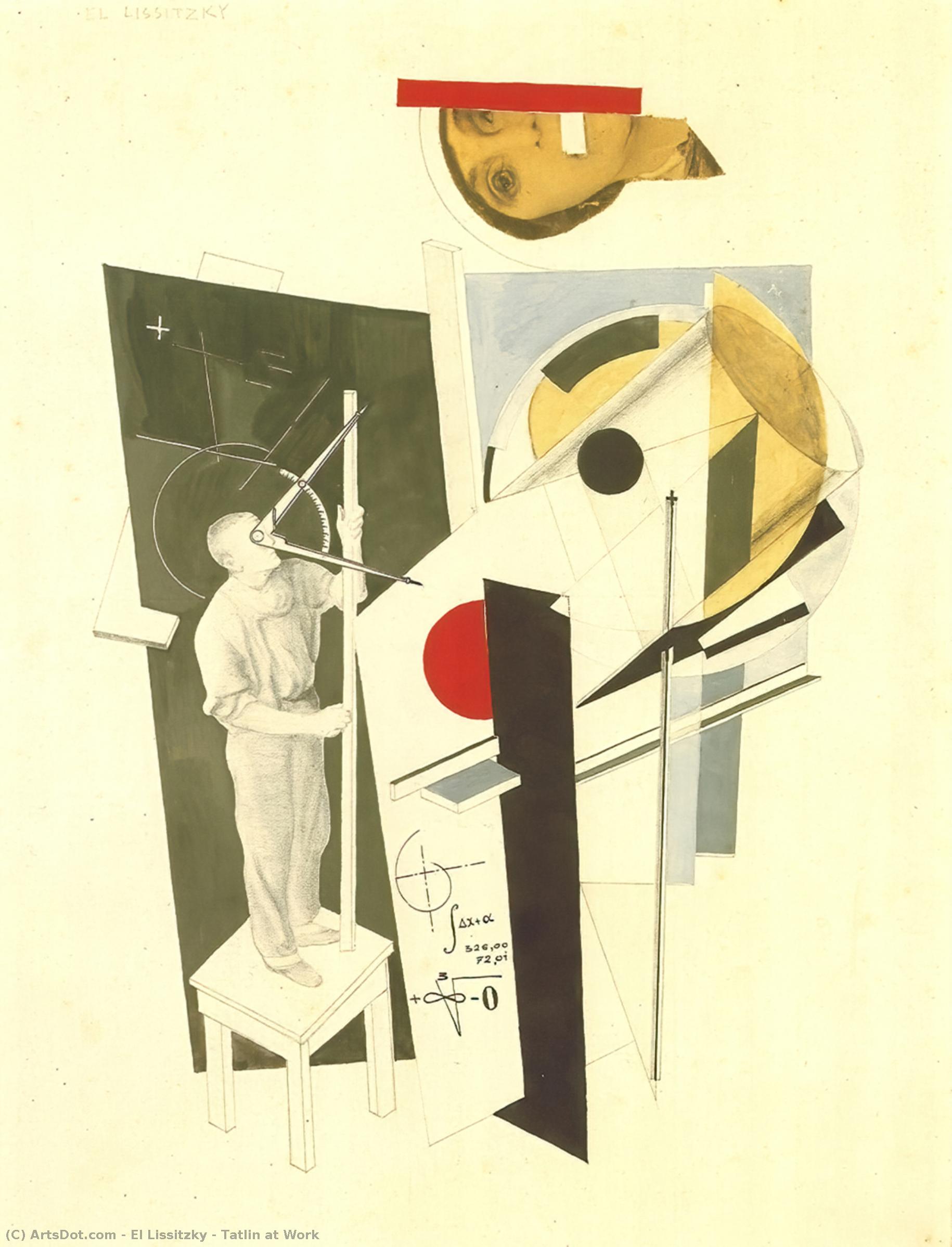 Wikioo.org - Encyklopedia Sztuk Pięknych - Malarstwo, Grafika El Lissitzky - Tatlin at Work