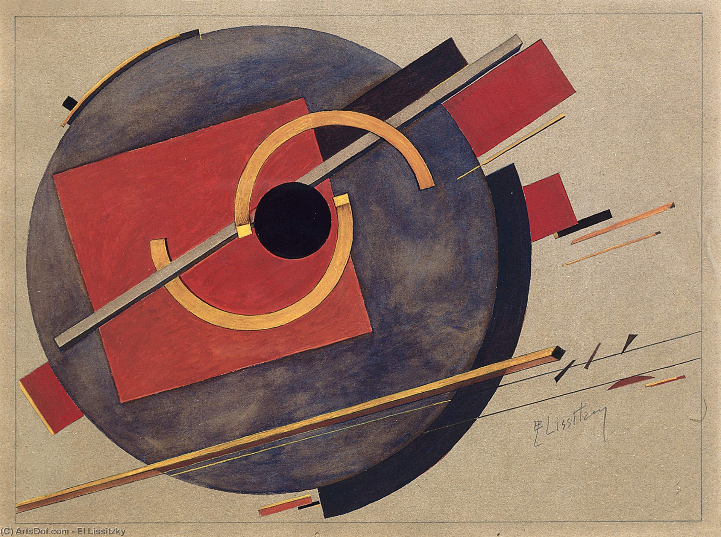 WikiOO.org - אנציקלופדיה לאמנויות יפות - ציור, יצירות אמנות El Lissitzky - Preliminary sketch for a poster