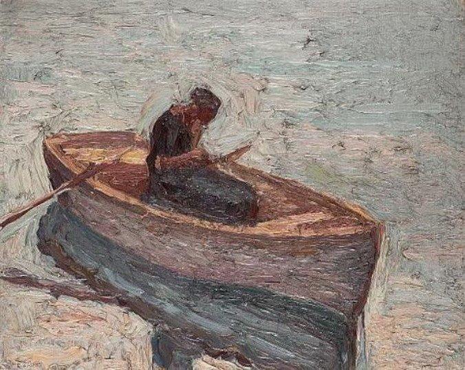 WikiOO.org - Enciklopedija dailės - Tapyba, meno kuriniai Emmanuel Zairis - Figure in a rowing boat