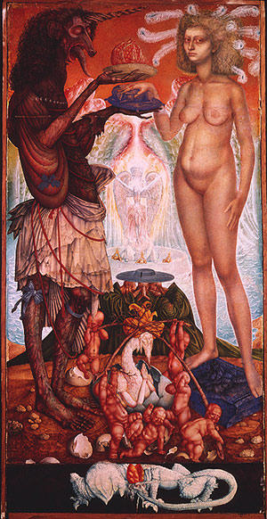 Wikioo.org - Bách khoa toàn thư về mỹ thuật - Vẽ tranh, Tác phẩm nghệ thuật Ernst Fuchs - THE WEDDING OF THE UNICHORN