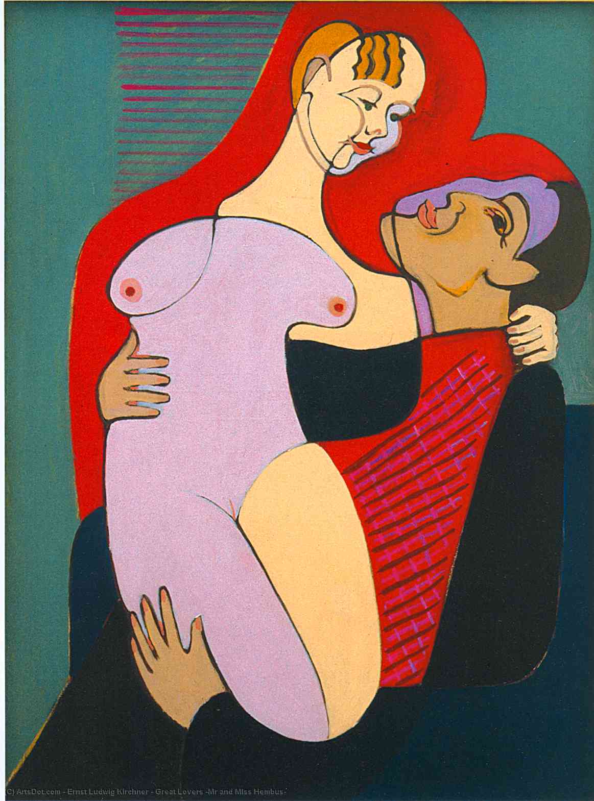 Wikioo.org - The Encyclopedia of Fine Arts - Painting, Artwork by Ernst Ludwig Kirchner - Great Lovers (Mr and Miss Hembus)