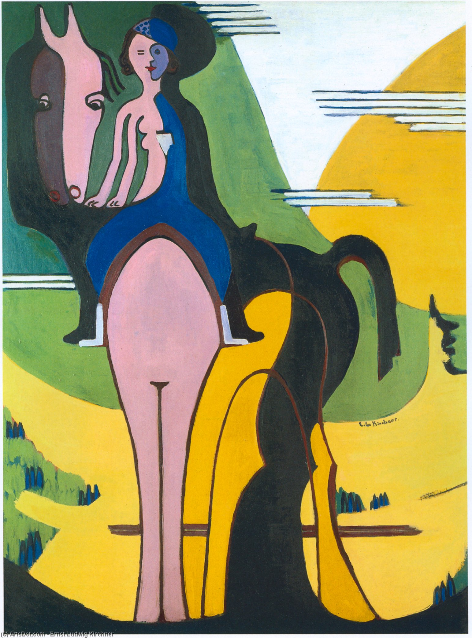 Wikioo.org - The Encyclopedia of Fine Arts - Painting, Artwork by Ernst Ludwig Kirchner - Female Rider