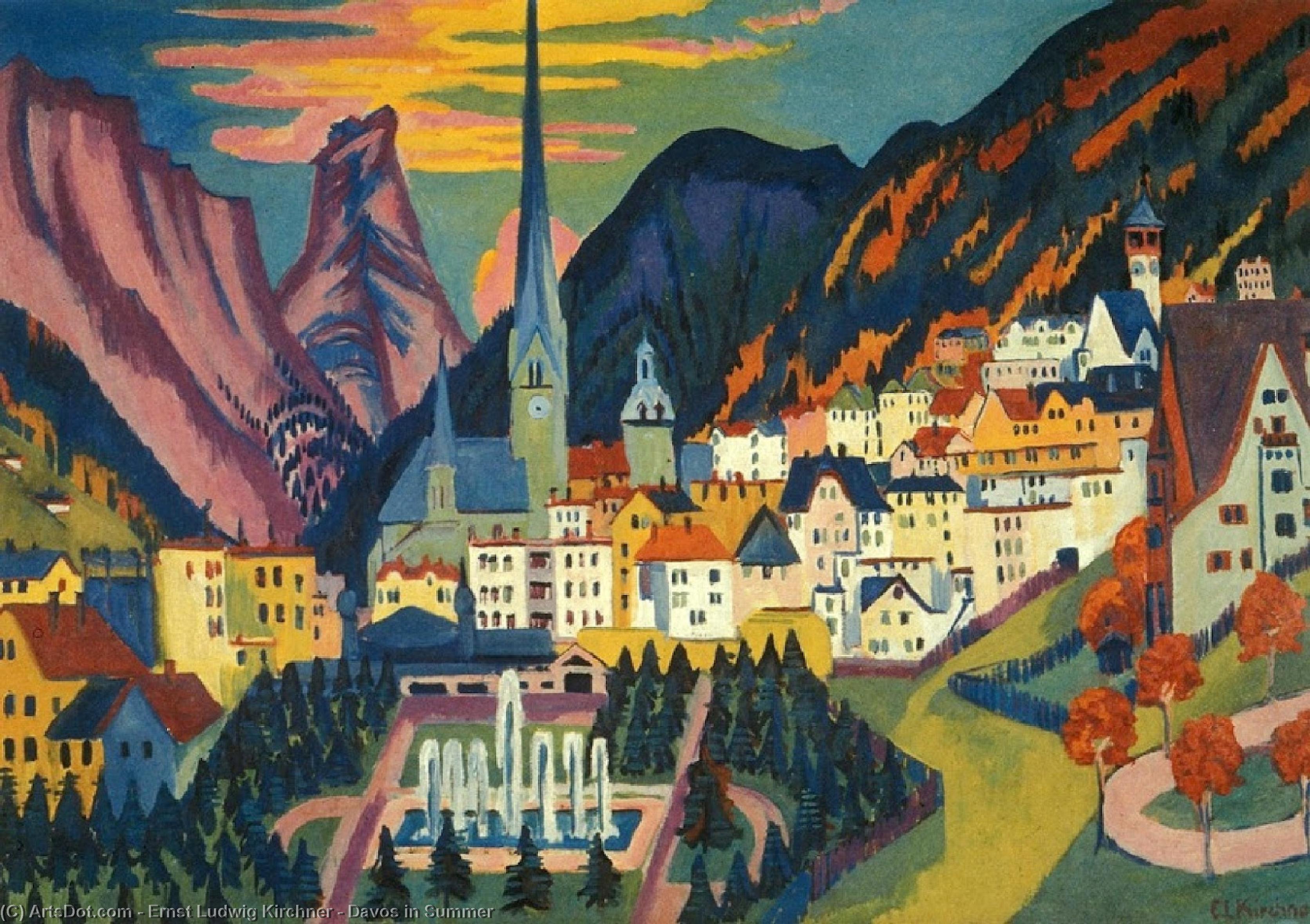 Wikioo.org - The Encyclopedia of Fine Arts - Painting, Artwork by Ernst Ludwig Kirchner - Davos in Summer