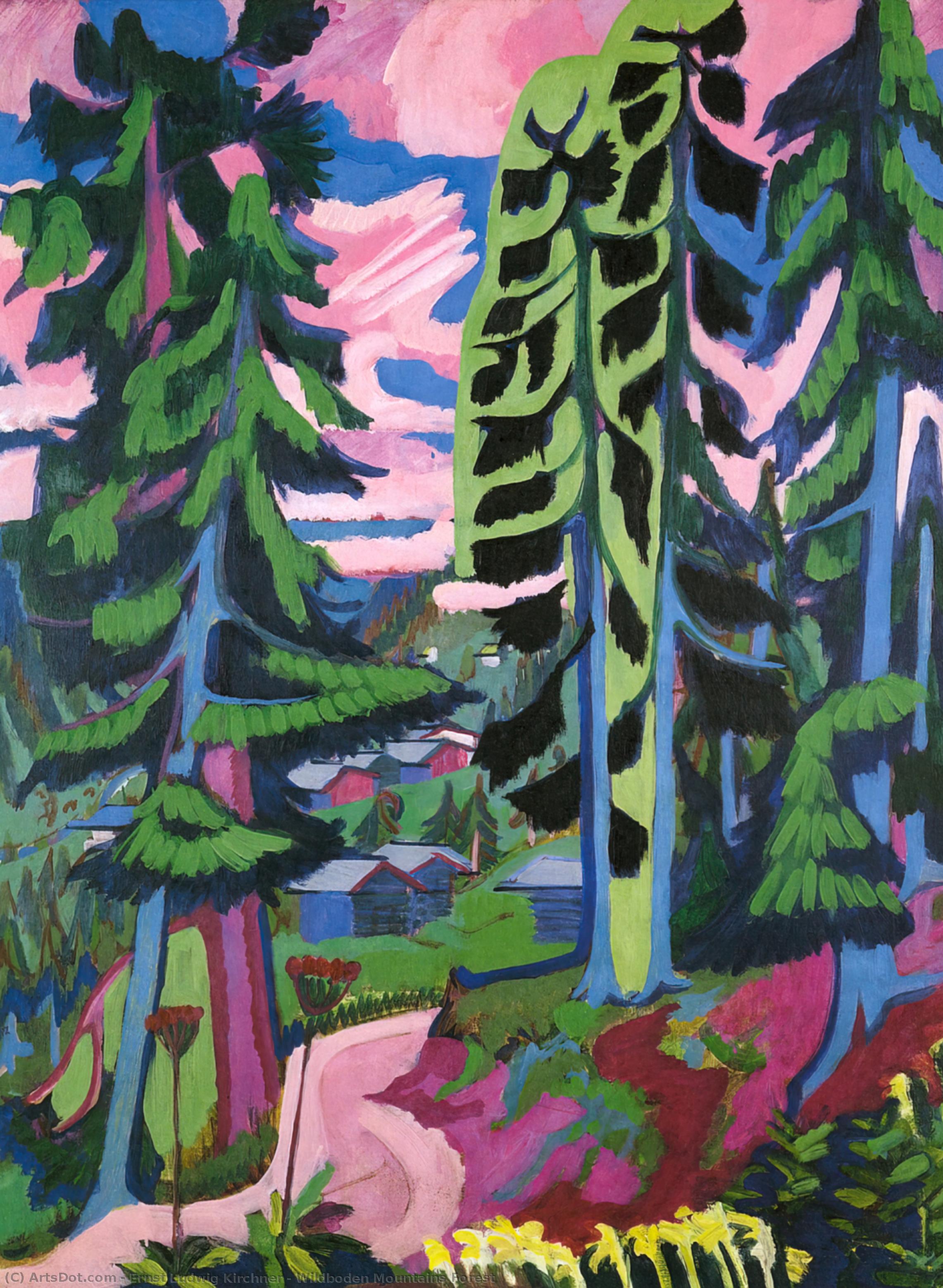 Wikioo.org - The Encyclopedia of Fine Arts - Painting, Artwork by Ernst Ludwig Kirchner - Wildboden Mountains Forest