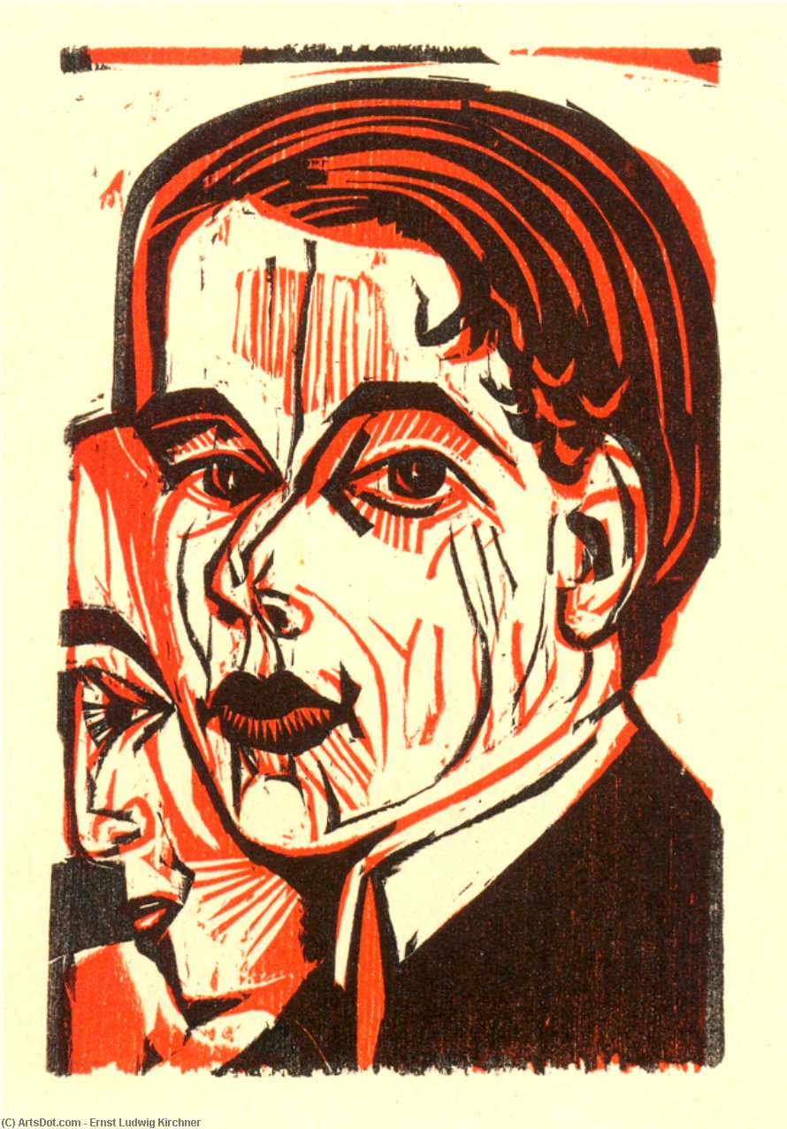 Wikioo.org - The Encyclopedia of Fine Arts - Painting, Artwork by Ernst Ludwig Kirchner - Man's Head. Self-portrait