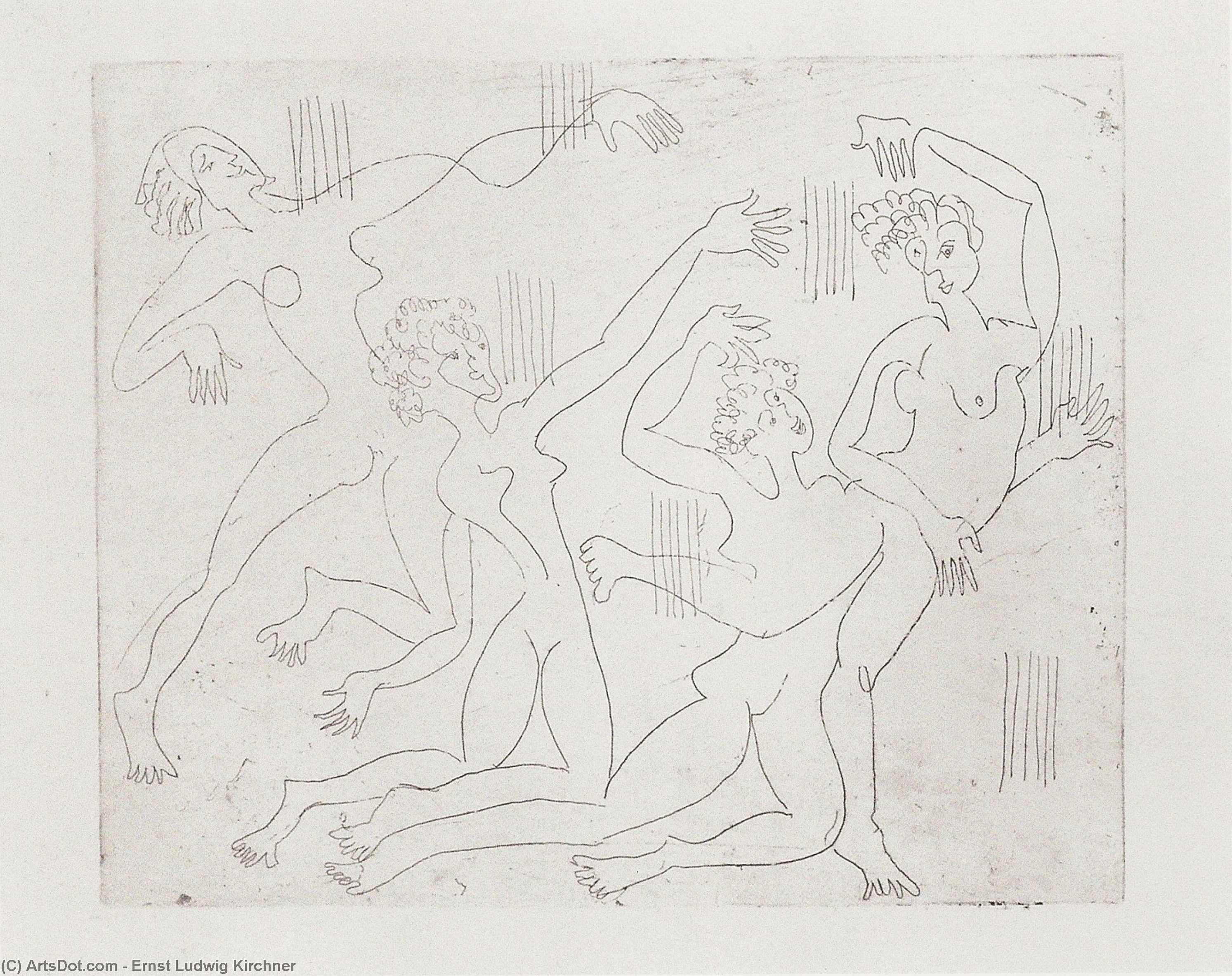 Wikoo.org - موسوعة الفنون الجميلة - اللوحة، العمل الفني Ernst Ludwig Kirchner - Dance Shool