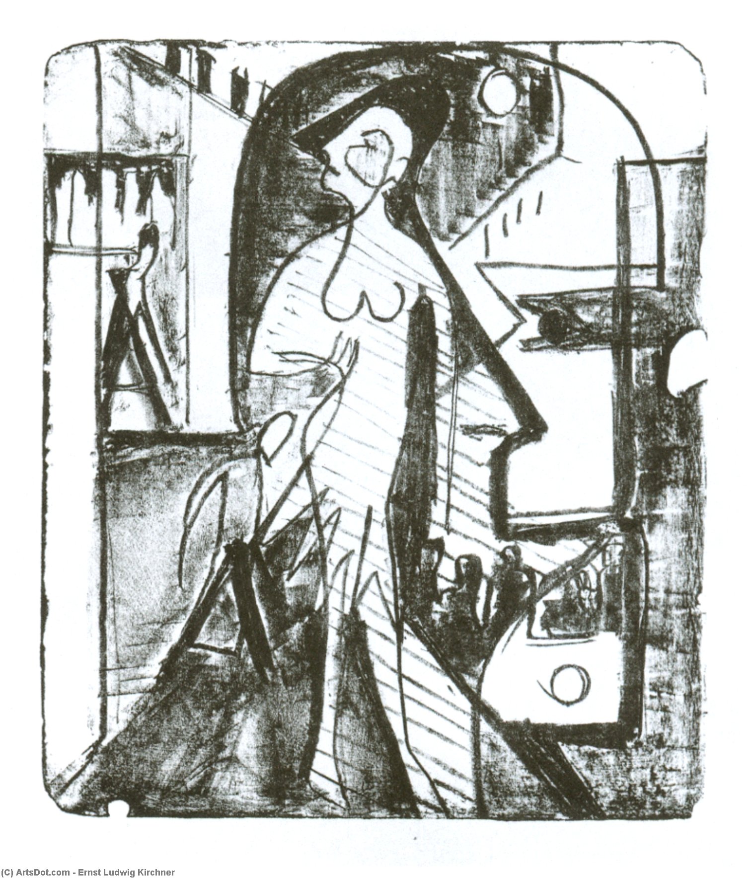 WikiOO.org - Encyclopedia of Fine Arts - Malba, Artwork Ernst Ludwig Kirchner - Entcounter