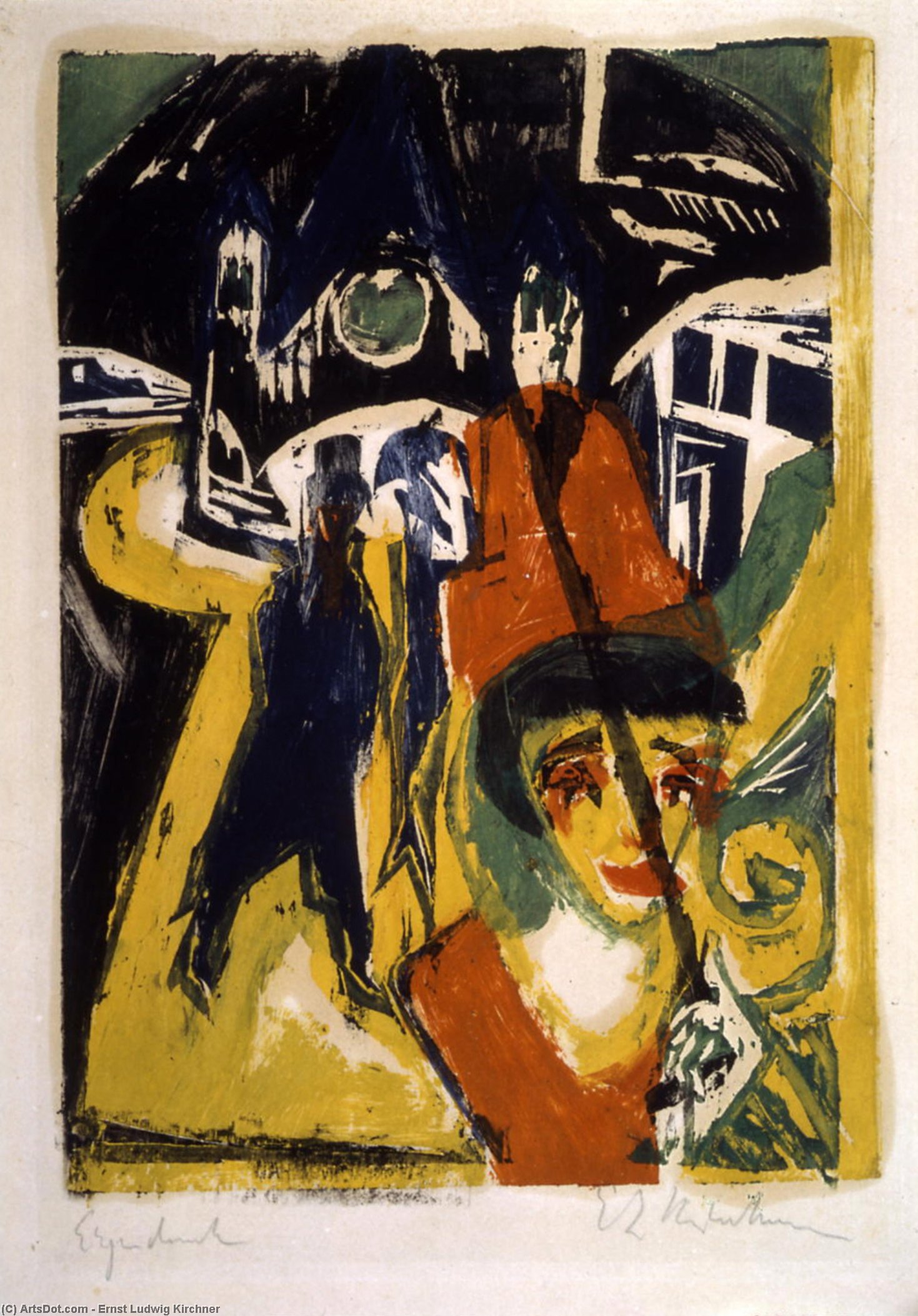 Wikioo.org – L'Encyclopédie des Beaux Arts - Peinture, Oeuvre de Ernst Ludwig Kirchner - Cocotte sur l' route