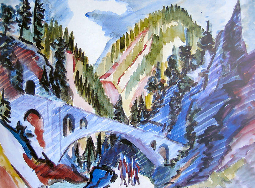 Wikioo.org - The Encyclopedia of Fine Arts - Painting, Artwork by Ernst Ludwig Kirchner - Bridge in Landwassertal