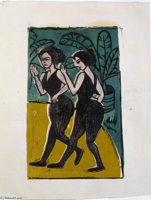 WikiOO.org - Encyclopedia of Fine Arts - Maleri, Artwork Ernst Ludwig Kirchner - English Dancers
