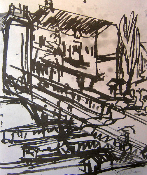 WikiOO.org - Encyclopedia of Fine Arts - Lukisan, Artwork Ernst Ludwig Kirchner - The Railway Overpass