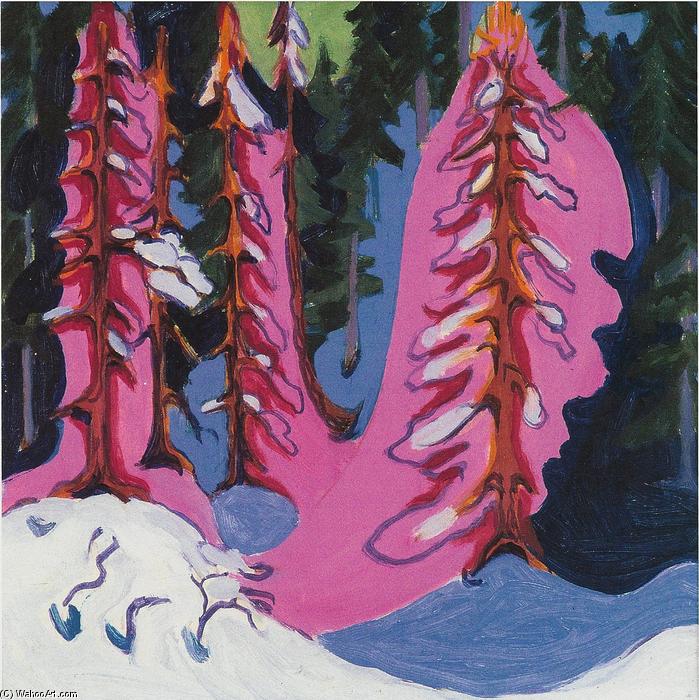 WikiOO.org - Enciklopedija dailės - Tapyba, meno kuriniai Ernst Ludwig Kirchner - At the Forest Edge