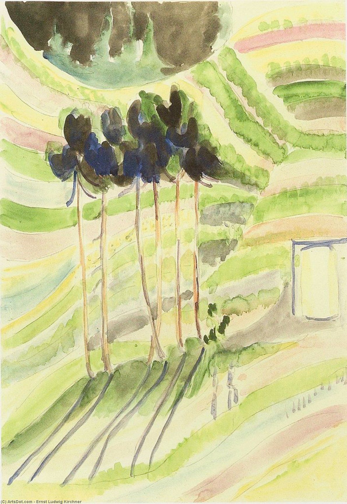 WikiOO.org - Encyclopedia of Fine Arts - Schilderen, Artwork Ernst Ludwig Kirchner - Trees