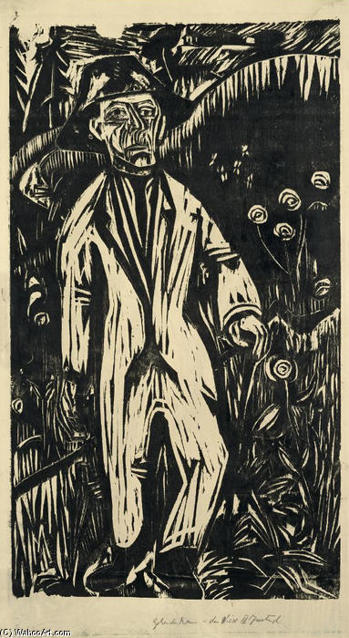 WikiOO.org - Енциклопедия за изящни изкуства - Живопис, Произведения на изкуството Ernst Ludwig Kirchner - Walking Man in the Meadow