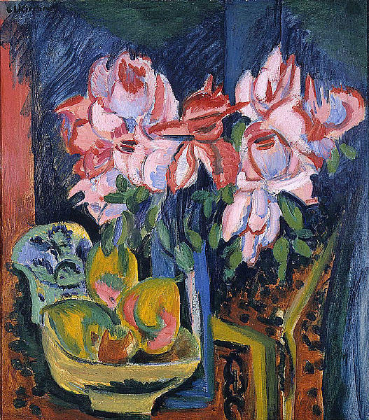 Wikioo.org - The Encyclopedia of Fine Arts - Painting, Artwork by Ernst Ludwig Kirchner - Pink Roses