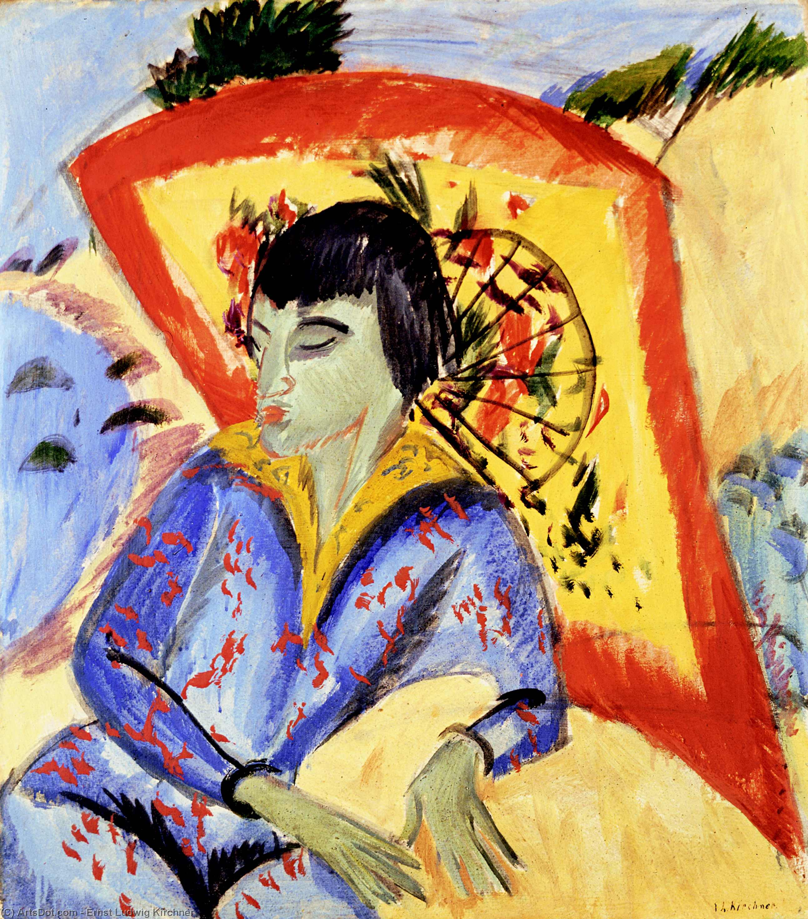 Wikoo.org - موسوعة الفنون الجميلة - اللوحة، العمل الفني Ernst Ludwig Kirchner - Japanese