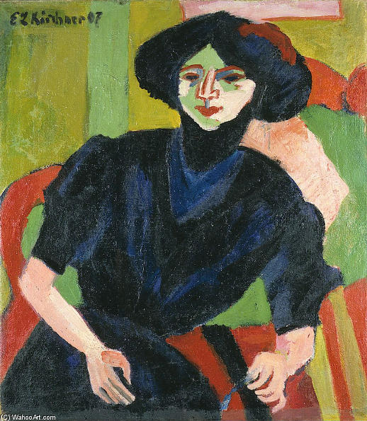 Wikoo.org - موسوعة الفنون الجميلة - اللوحة، العمل الفني Ernst Ludwig Kirchner - Portrait of a Woman