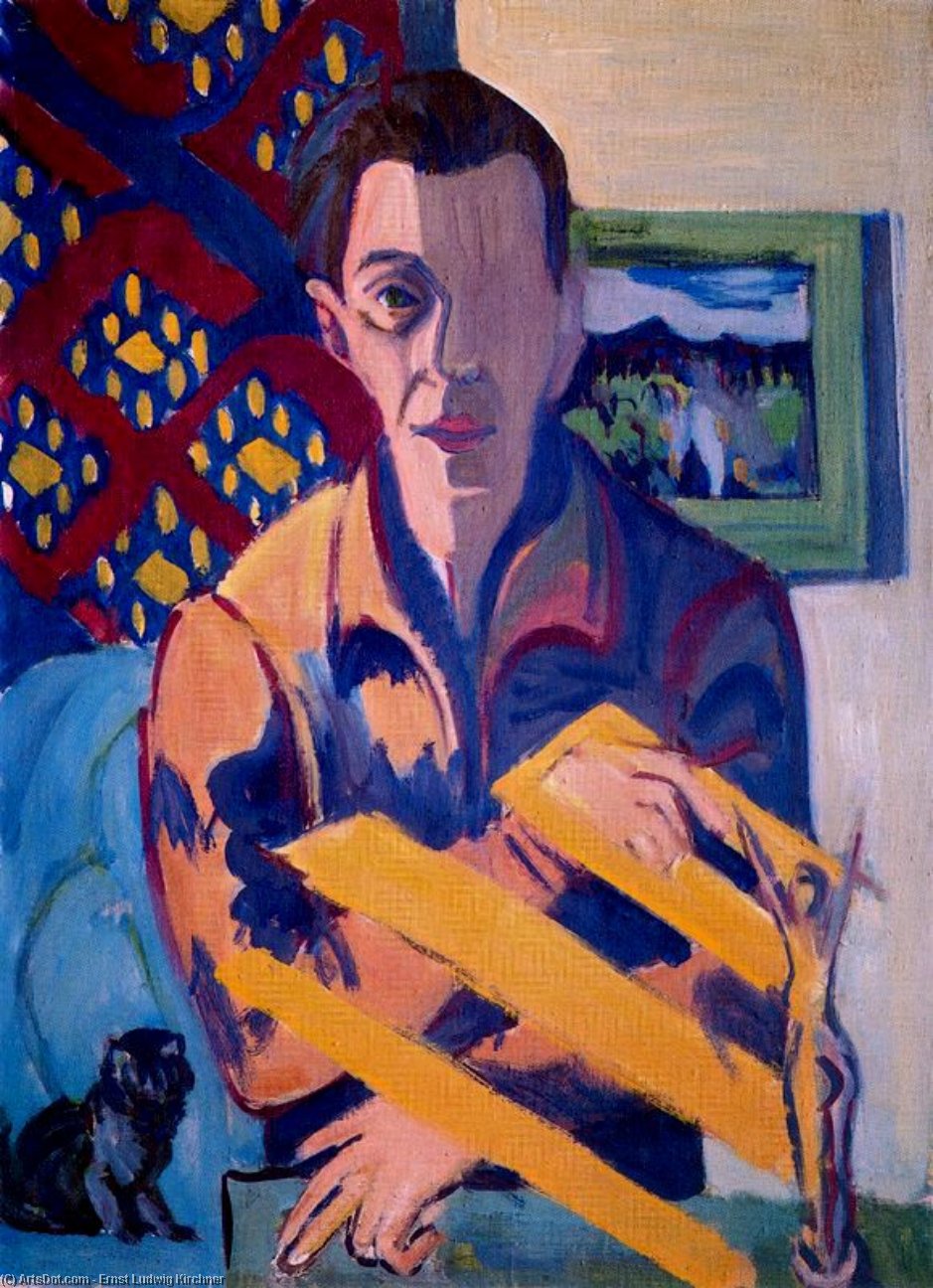 Wikioo.org - The Encyclopedia of Fine Arts - Painting, Artwork by Ernst Ludwig Kirchner - Self-Portrait