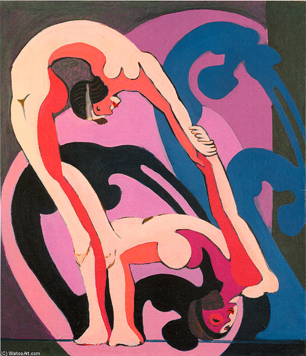 Wikioo.org - The Encyclopedia of Fine Arts - Painting, Artwork by Ernst Ludwig Kirchner - Two Acrobats