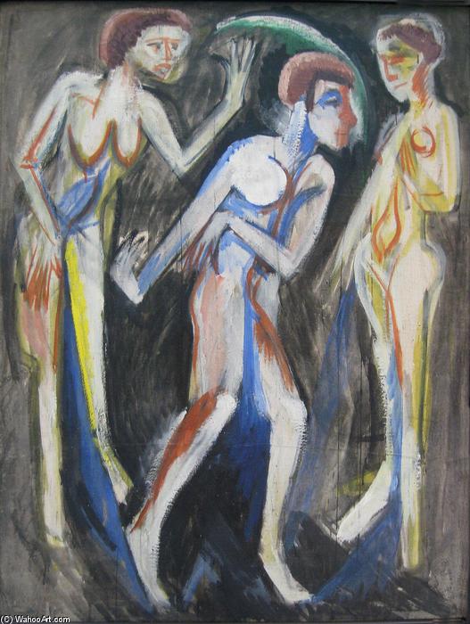 Wikioo.org - Die Enzyklopädie bildender Kunst - Malerei, Kunstwerk von Ernst Ludwig Kirchner - der tanz zwischen dem frauen