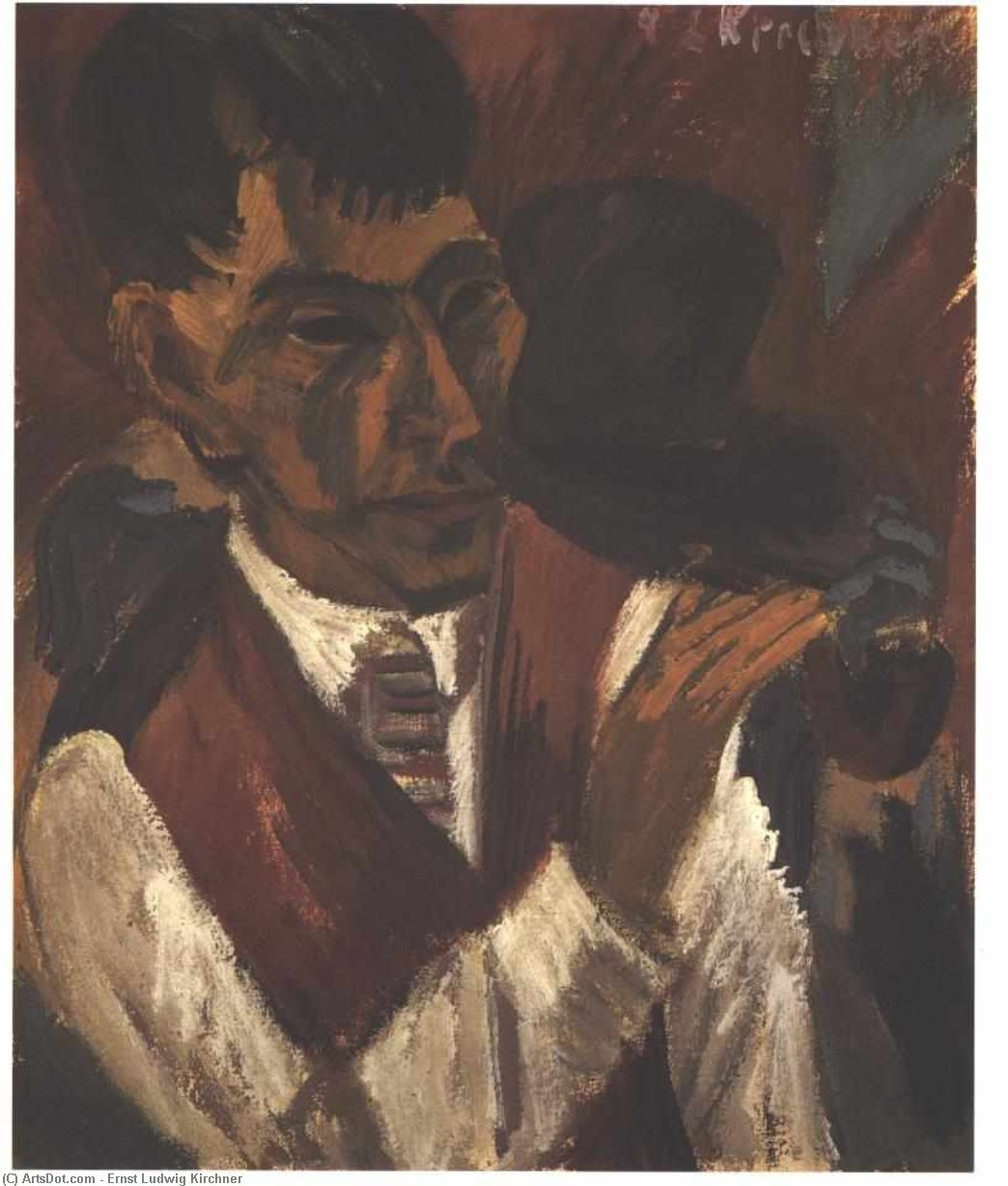Wikioo.org - The Encyclopedia of Fine Arts - Painting, Artwork by Ernst Ludwig Kirchner - Portrait of Otto Mueller with Pipe