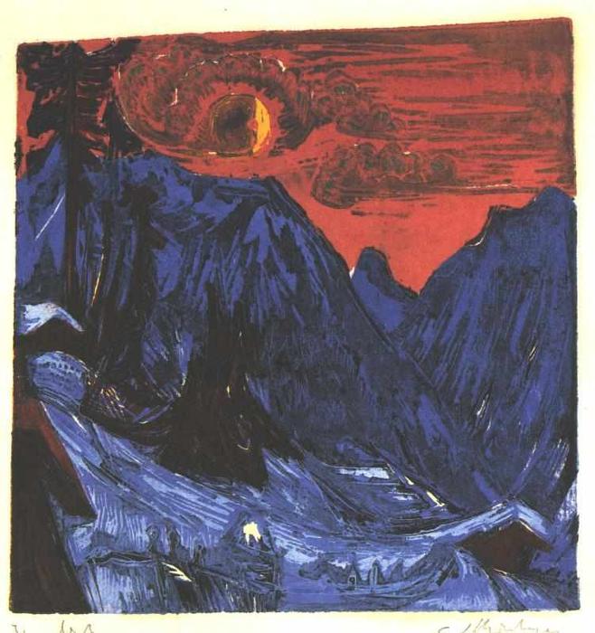 Wikioo.org - The Encyclopedia of Fine Arts - Painting, Artwork by Ernst Ludwig Kirchner - Winter Moon Night