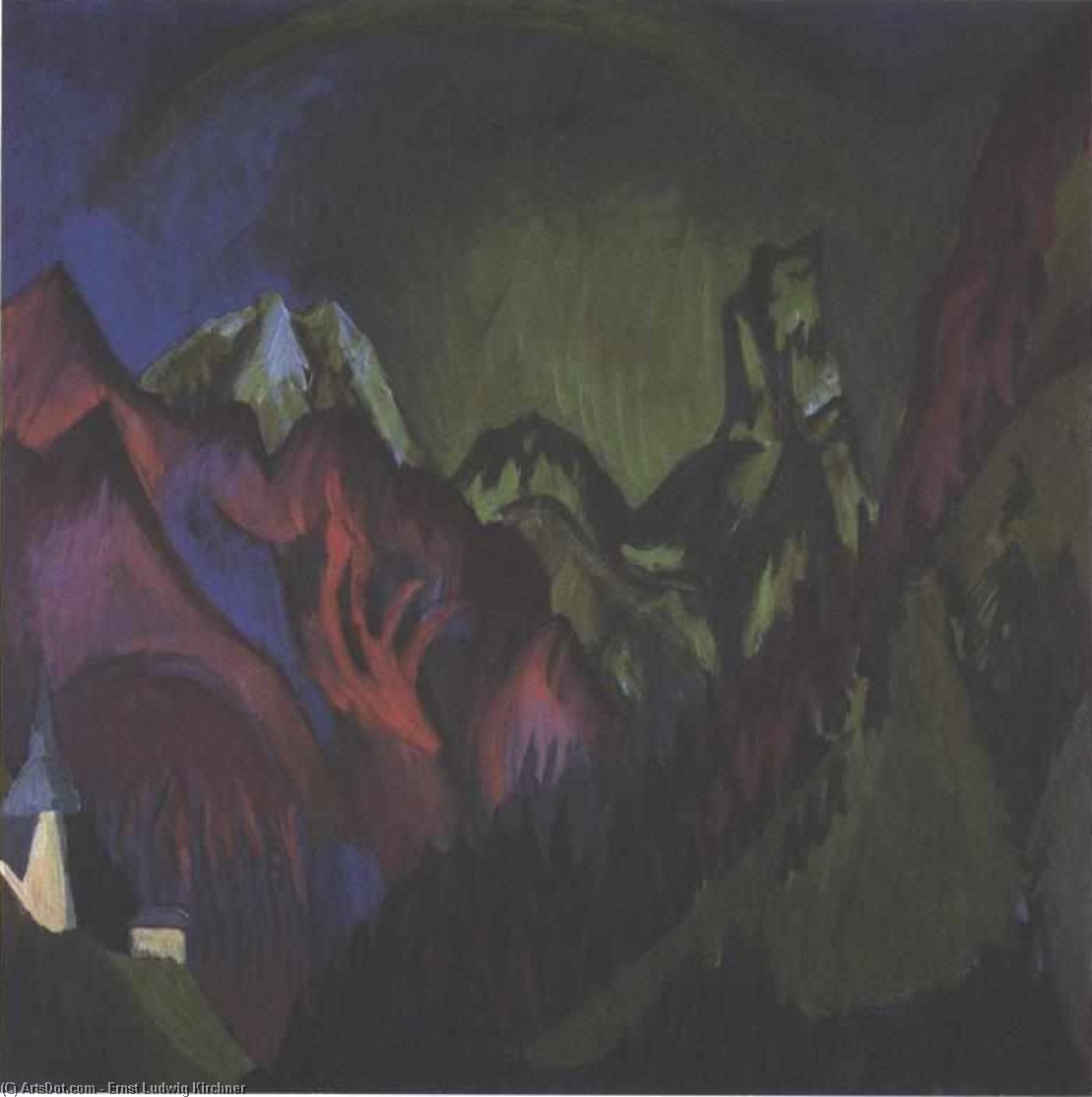 WikiOO.org - Encyclopedia of Fine Arts - Maľba, Artwork Ernst Ludwig Kirchner - Trains Gorge near Monstein