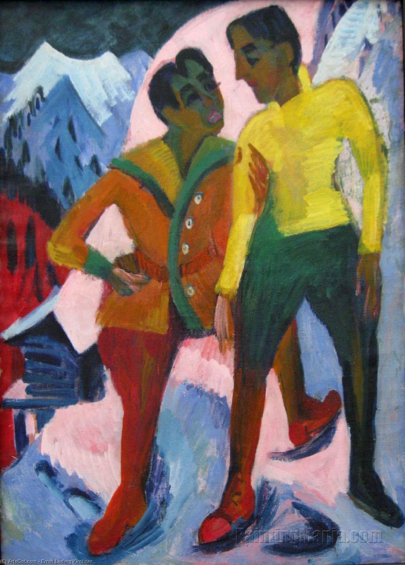 Wikioo.org - The Encyclopedia of Fine Arts - Painting, Artwork by Ernst Ludwig Kirchner - Two Brothers