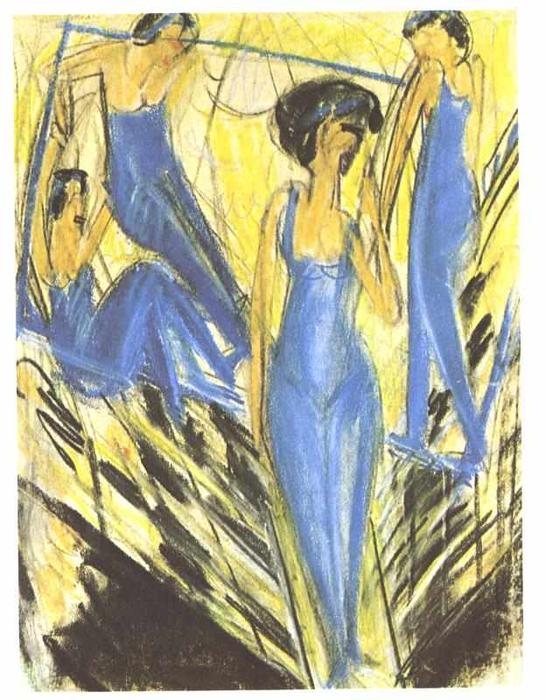 Wikioo.org - The Encyclopedia of Fine Arts - Painting, Artwork by Ernst Ludwig Kirchner - Blue Dressed Artists