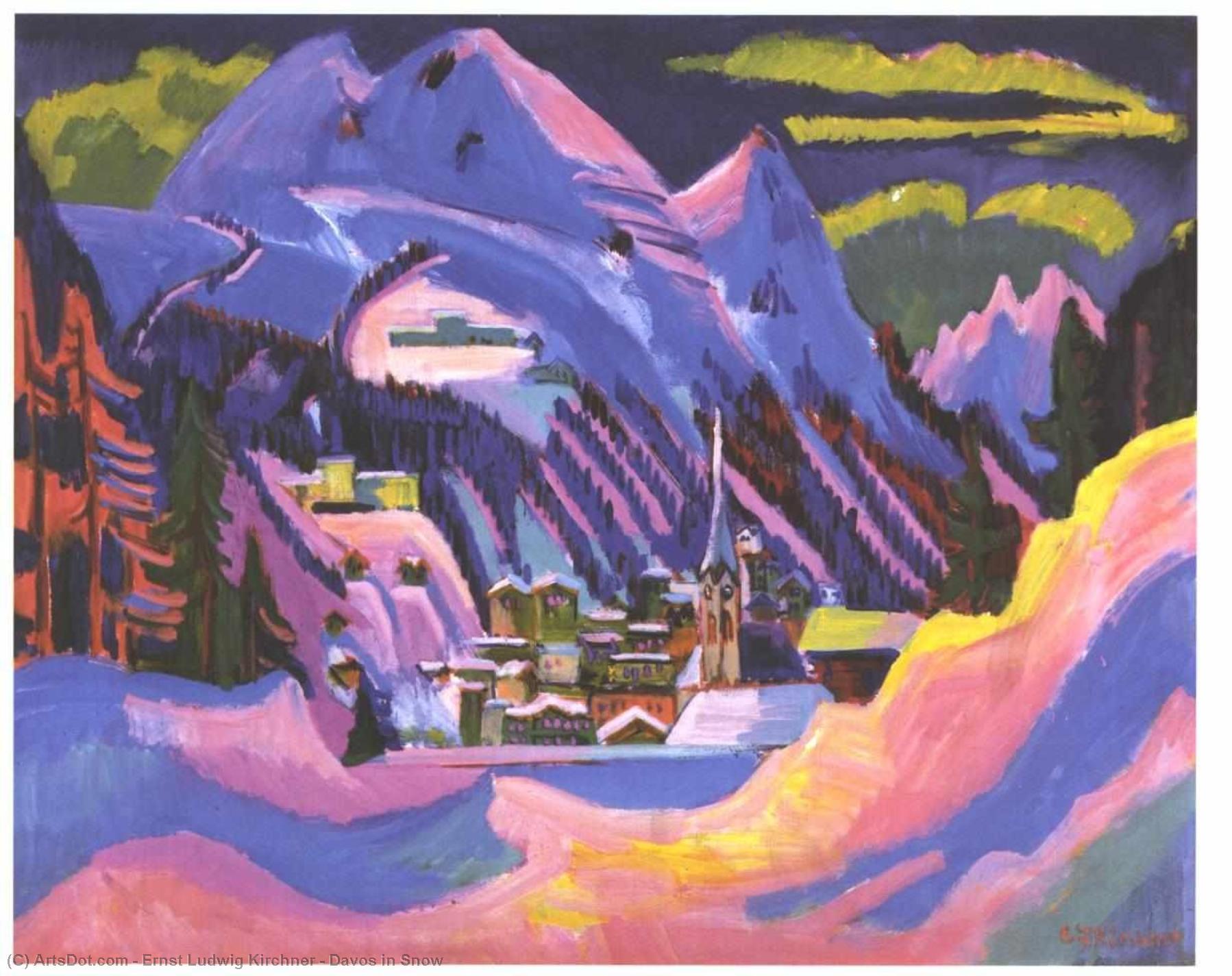 Wikioo.org – La Enciclopedia de las Bellas Artes - Pintura, Obras de arte de Ernst Ludwig Kirchner - Davos en la nieve