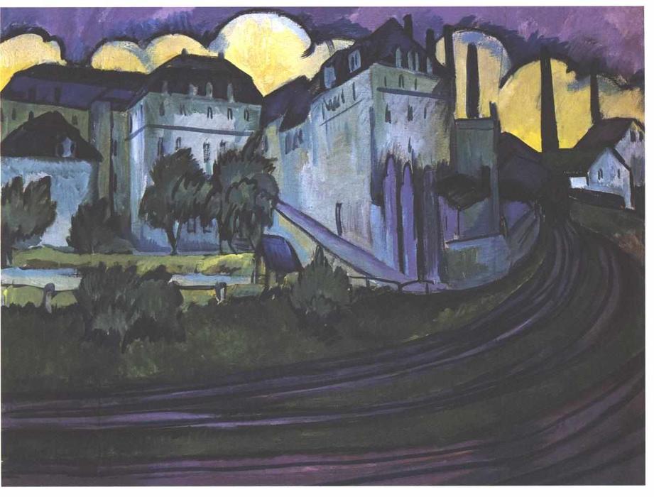 WikiOO.org - אנציקלופדיה לאמנויות יפות - ציור, יצירות אמנות Ernst Ludwig Kirchner - Gateway to the freight depot in Altstadt