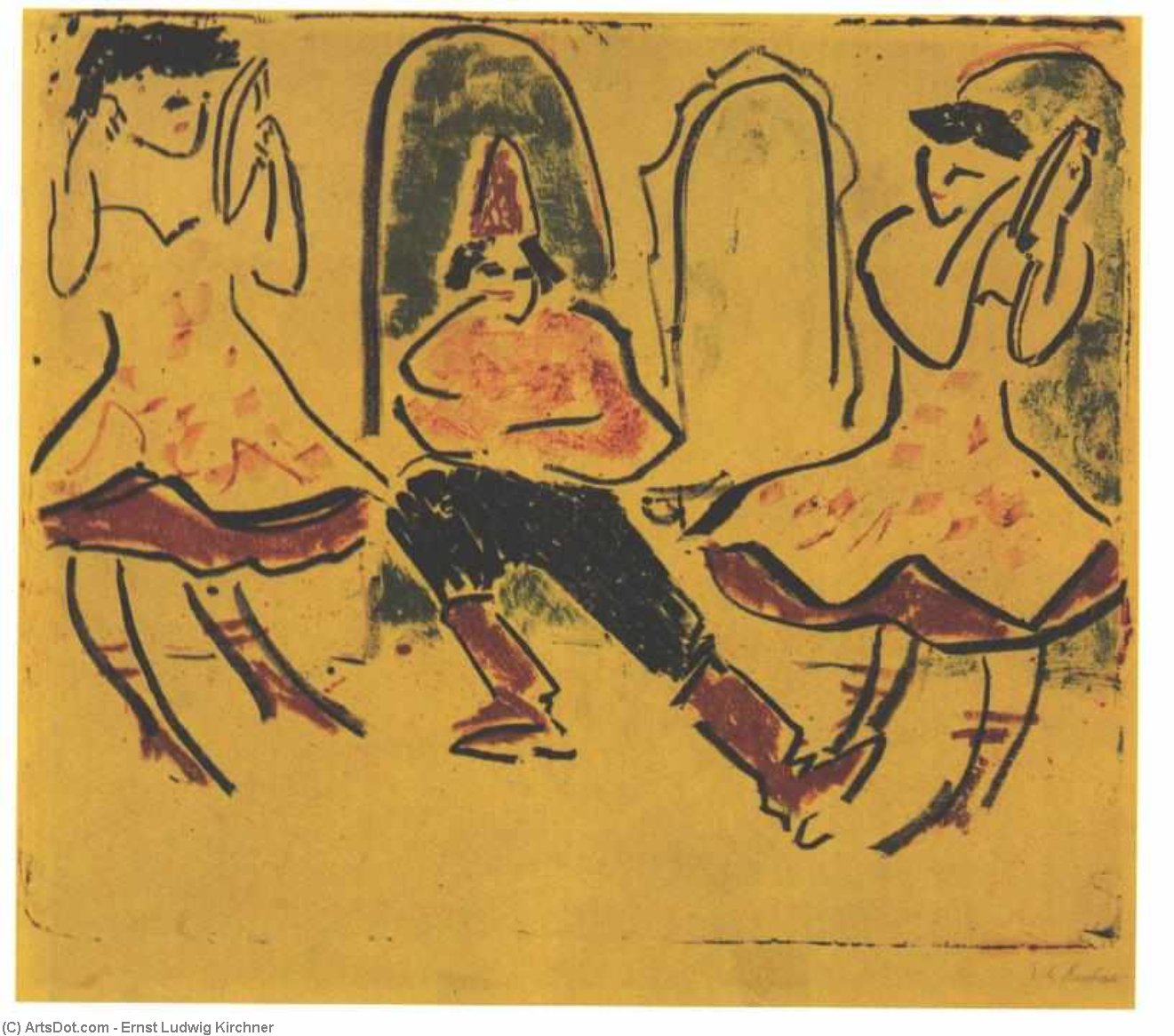 WikiOO.org - Encyclopedia of Fine Arts - Malba, Artwork Ernst Ludwig Kirchner - Hungarian Dance
