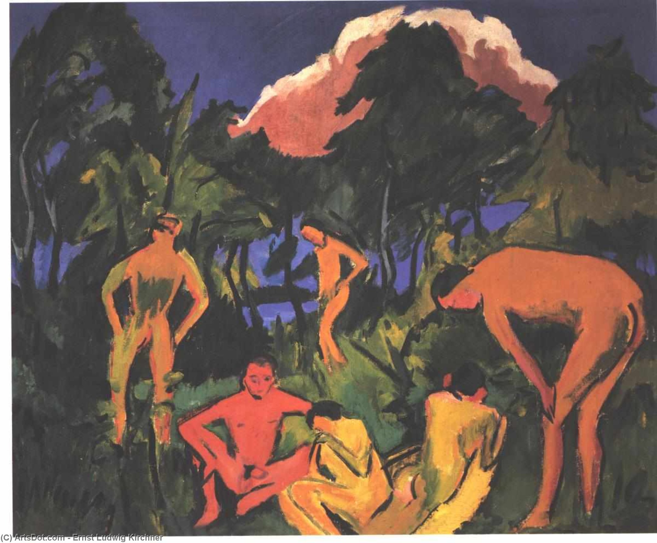 Wikioo.org - The Encyclopedia of Fine Arts - Painting, Artwork by Ernst Ludwig Kirchner - Nudes in the Sun