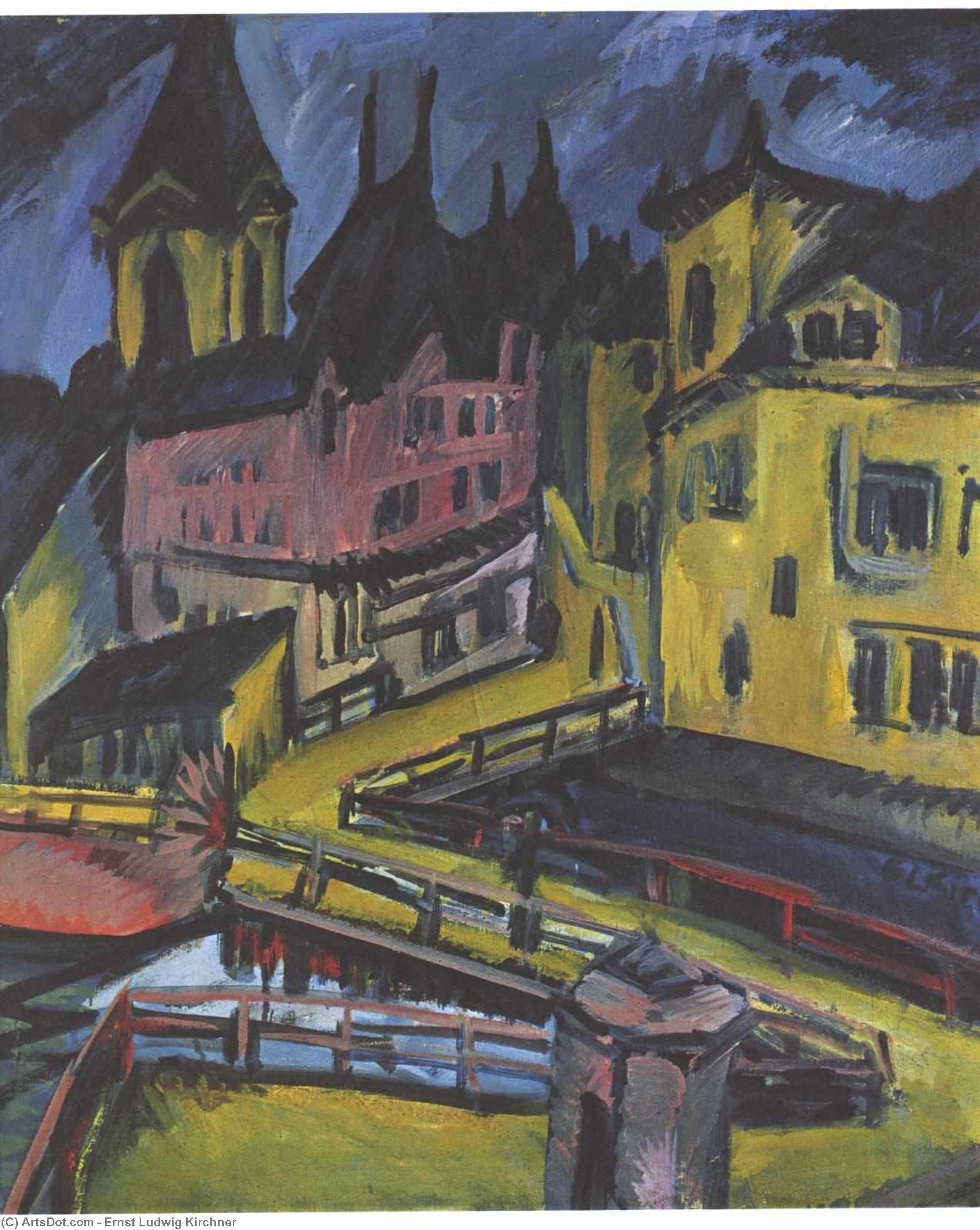 WikiOO.org - Encyclopedia of Fine Arts - Målning, konstverk Ernst Ludwig Kirchner - Pfortensteg in Chemnitz