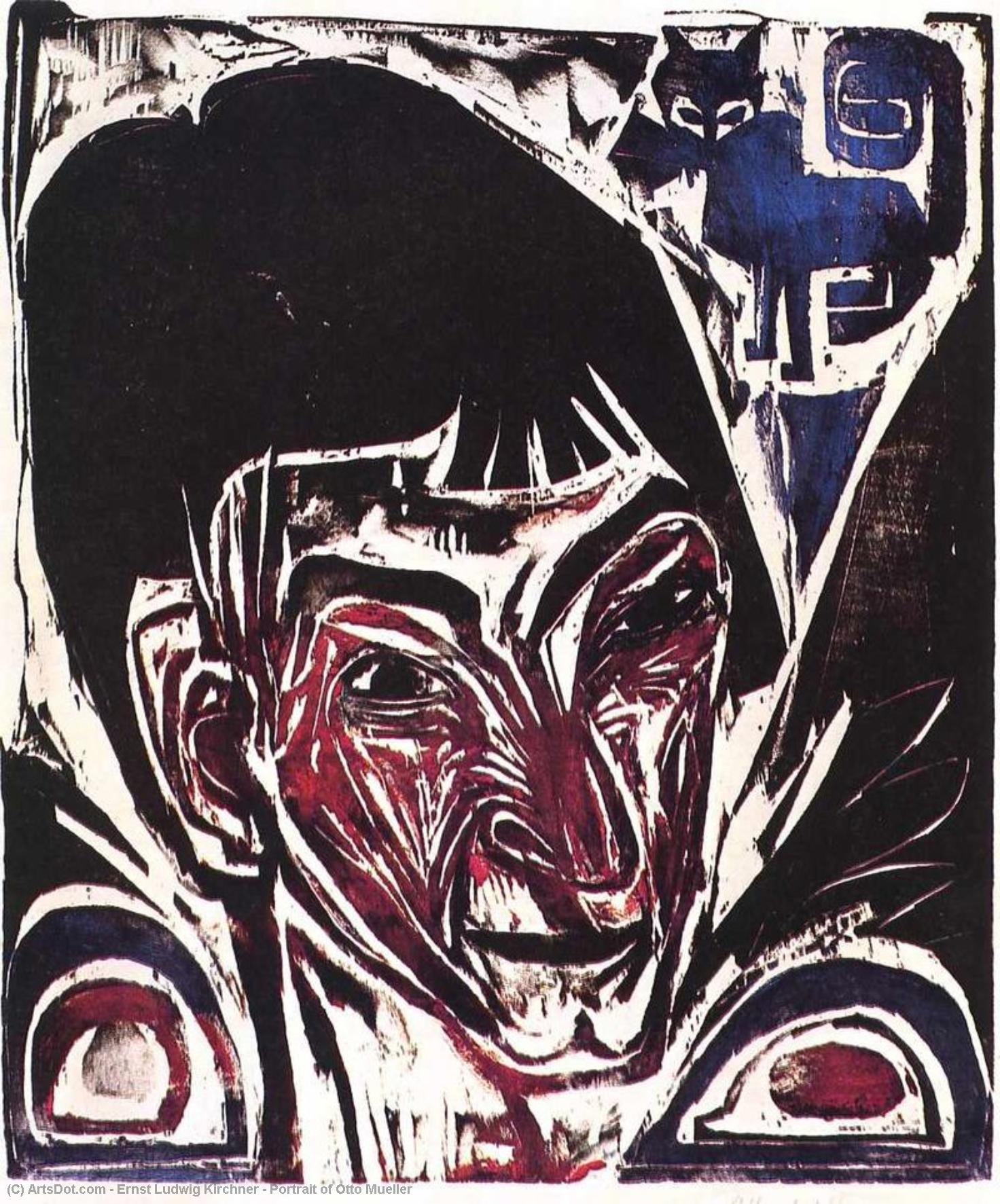 Wikioo.org - The Encyclopedia of Fine Arts - Painting, Artwork by Ernst Ludwig Kirchner - Portrait of Otto Mueller