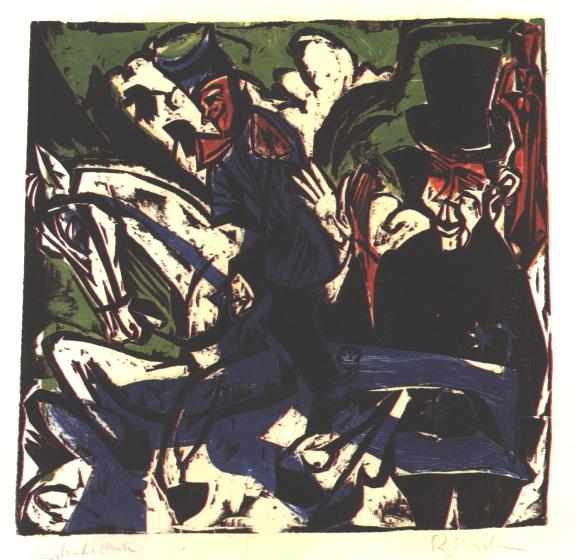 Wikoo.org - موسوعة الفنون الجميلة - اللوحة، العمل الفني Ernst Ludwig Kirchner - Schlemihls Entcounter with Small Grey Man