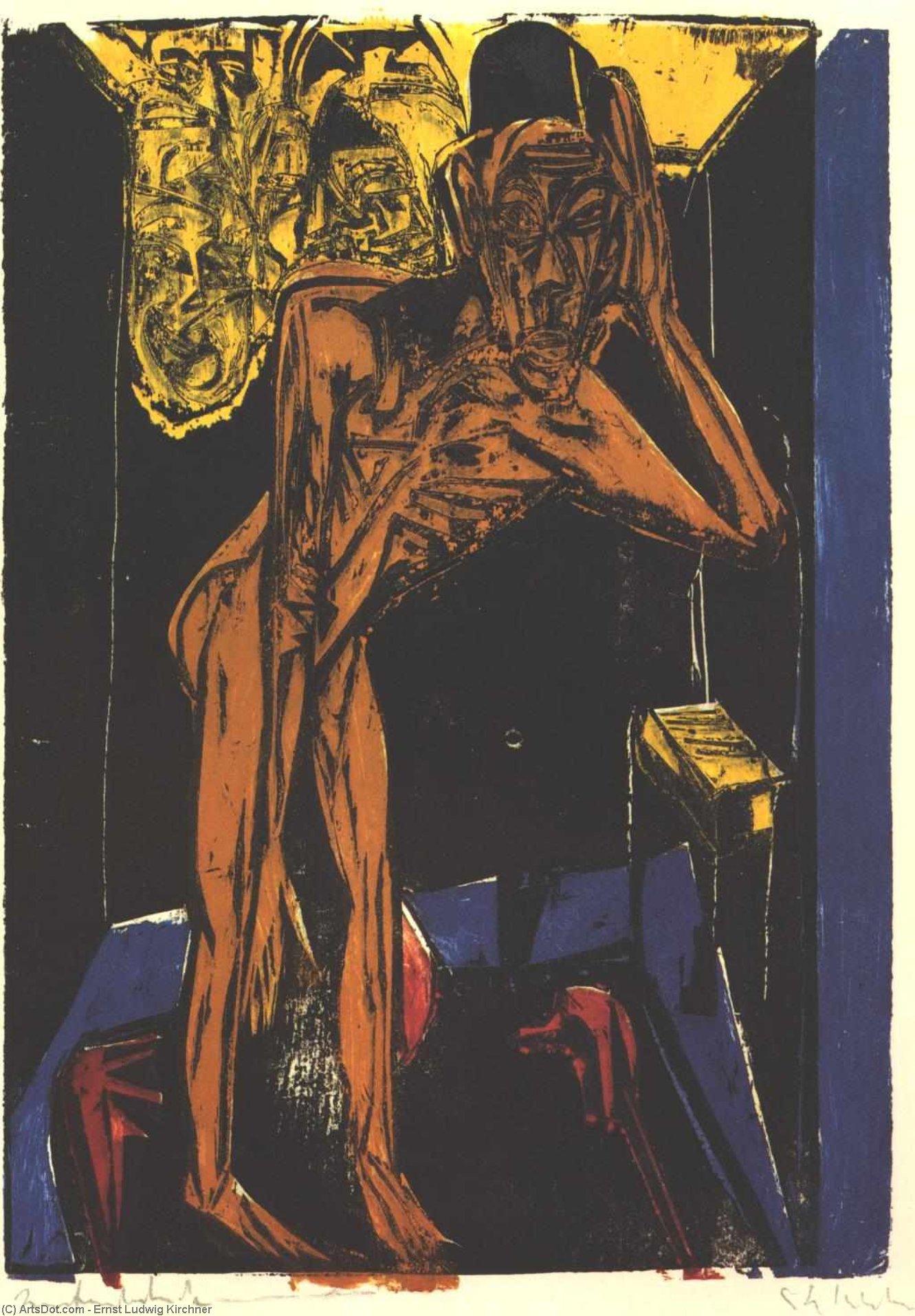 Wikioo.org - The Encyclopedia of Fine Arts - Painting, Artwork by Ernst Ludwig Kirchner - Schlemihls in the Loneliness of the Room