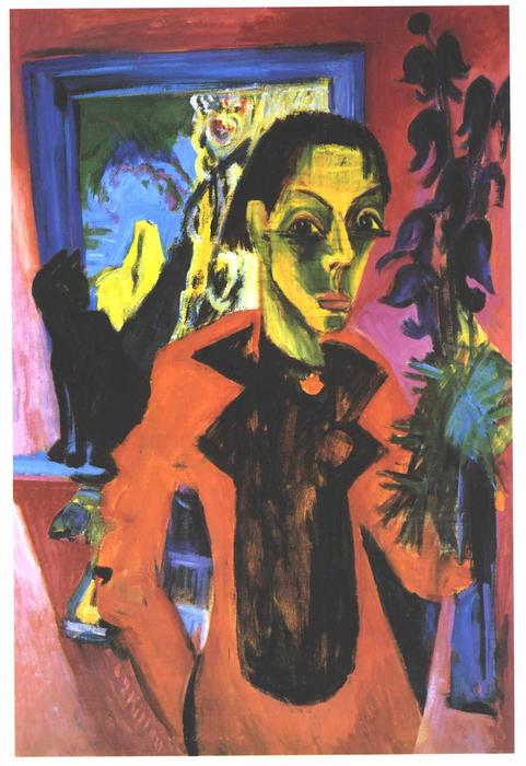 Wikioo.org - Die Enzyklopädie bildender Kunst - Malerei, Kunstwerk von Ernst Ludwig Kirchner - selbstporträt mit schatten