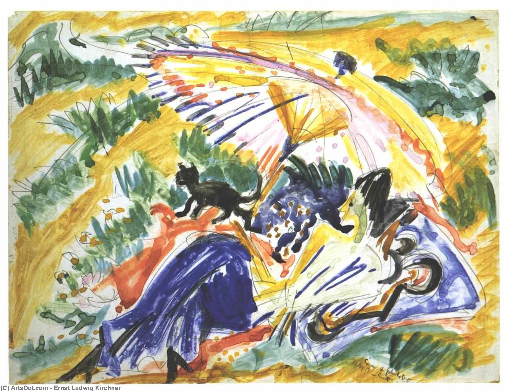 Wikioo.org - The Encyclopedia of Fine Arts - Painting, Artwork by Ernst Ludwig Kirchner - Sun Bath